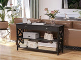 Console Table Side Desk w/ Shelves Drawers Open Top X Support Frame Living Room Hallway Home Office T3398P328323