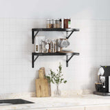 Wall Shelves 2 pcs 50x30 cm Black Stainless Steel 30294