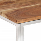 Coffee Table Silver Stainless Steel and Solid Wood Acacia 349959