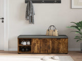 Hall Bench with Cushion with Shelf Smoked Oak 100 x 38 x 46 cm 891516