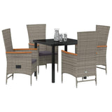Garden Dining Set with Cushion 5 pcs Grey Poly Rattan 3379444