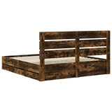 Bed Frame with Drawer Smoked Oak 180 x 200 cm Engineer Wood 3411816