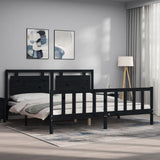 Bed Frame without Mattress Black 200x200 cm Solid Wood Pine 3192190