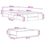 Bed Frame with Storage Artisian Oak 80 x 200 cm Engineered Wood 3429604