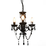 Chandelier with Beads Black Round 3 x E14 281597