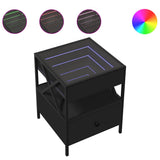 Bedside Table with Infinity LED Black 40x40x51 cm 3284101