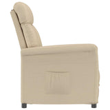 Recliner Chair Cream Cream 70.5 x 96.5 x 95 cm Fabric and metal 348404