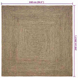 Area Rugs Natural and Black 240 x 240 cm Jute 42010505
