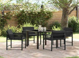 Garden Dining Set 5 pcs Black Poly Rattan 3380745