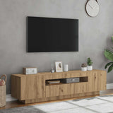 TV Cabinet with LED Lights Artisan Oak 160x35x40 cm Engineered Wood 856360