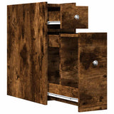 Narrow Bathroom Cupboard with Wheels Smoked Oak Engineered Wood 855290