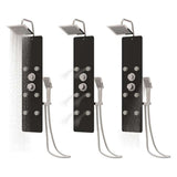 Shower Panel Unit Glass 25x47.5x130 cm Black 151420