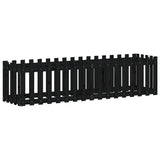 Garden Raised Bed with Fence Design Black 200x50x50 cm Solid Wood Pine 832509