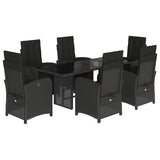 7 Piece Garden Dining Set with Cushions Black Poly Rattan 3212488