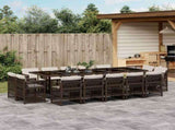 15 Piece Garden Dining Set with Cushions Brown Poly Rattan 3211053