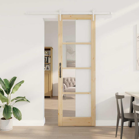 Sliding Door Manual Brown 78 x 232 cm Wood and metal 3332359