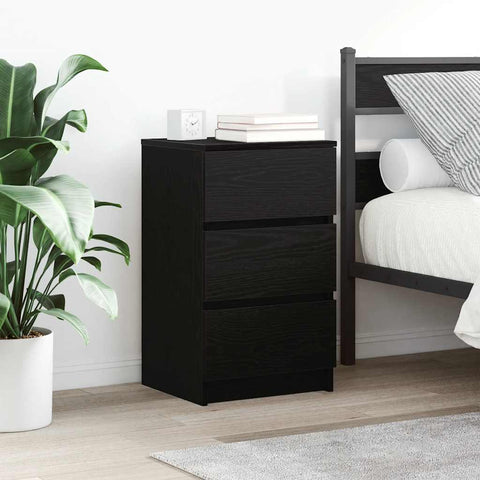 ZNTS Bedside Cabinets with 3 Drawers 2 pcs Black 39x35x65 cm 861340