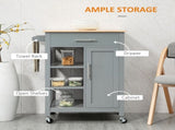 Compact Kitchen Trolley Utility Cart on Wheels with Open Shelf & Storage Drawer for Dining Room, T3398P342451