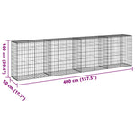 ZNTS Gabion Basket with Cover 400x50x100 cm Galvanised Iron 3295145