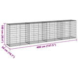 ZNTS Gabion Basket with Cover 400x50x100 cm Galvanised Iron 3295145