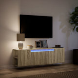 TV Wall Cabinet with LED Lights Sonoma Oak 135x31x39.5 cm 852385