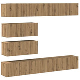 6 Piece TV Cabinet Set Wall-mounted Artisan Oak Engineered Wood 3329150