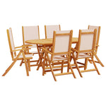 ZNTS 7 Piece Garden Dining Set Solid Wood Acacia and Textilene 3279270