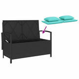 Garden Storage Bench with Cushion Black Poly Rattan 4104219