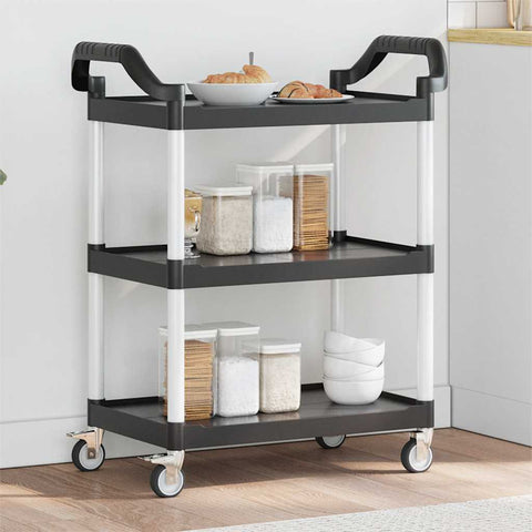 3-Tier Trolley Black 81x41x92 cm Aluminium 30320