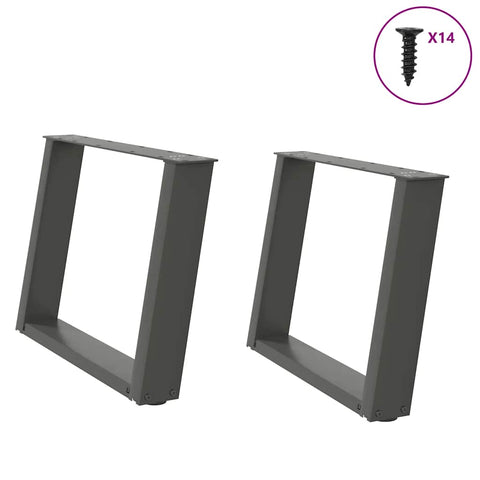 ZNTS Coffee Table Legs U-Shaped 2 pcs Anthracite 70x cm Steel 4012774