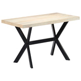 Dining Table White and black Solid mango wood, steel 120x60x75 cm 247442