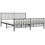 Metal Bed Frame without Mattress with Footboard Black 180x200cm 374459
