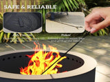 Portable Fire, 58 cm Round Firepit with Grill Grate, Fire Bowl with Ash Catcher and Poker, Fire T3398P377726