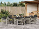 Garden Dining Set 9 pcs Light Grey Powder-Coated Steel 3380668