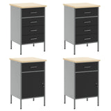 Work Cabinet with Drawer 10 pcs Black Engineered Wood and Steel 3321488
