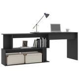 801100 Corner Desk Grey 200x50x76 cm Engineered Wood
