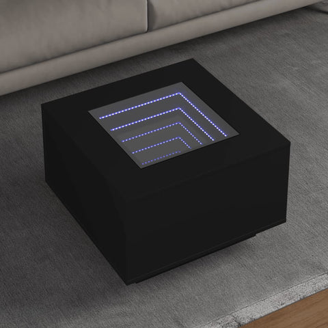 ZNTS Coffee Table with LED Black 60x60x40 cm Engineered Wood 847568