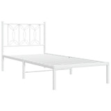 Metal Bed Frame without Mattress with Headboard White 75x190cm 376167