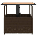 Garden Table with Parasol Hole Brown 55x55x46.5 cm Poly Rattan 364118