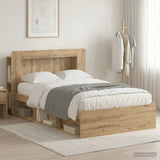 Bed Frame with Storage Artisan Oak 120 x 190 cm Engineered Wood 3433462