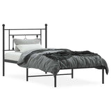 Metal Bed Frame without Mattress with Headboard Black 100x200cm 374334