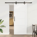 Sliding Door 86 x 211 cm Engineered Wood White and Black 3450118