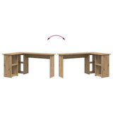 Desk with Shelf Artisan Oak 142 x 102 x 73 cm Engineered Wood 869297