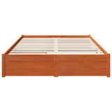 Bed Frame with Drawer Wax Brown 150 x 200 cm Solid Pine Wood 3422718
