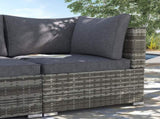 Outdoor PE Rattan Corner Sofa, Garden Wicker Furniture Single Sofa Chair w/ Cushions, Deep Grey T3398P320181