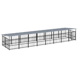 Outdoor Dog Kennel with Roof Steel 15.02 m 3124613
