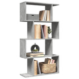Room Divider Bookcase 4-Tier Concrete Grey 70x24x129 cm Engineered Wood 858105