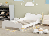 Cloud-Themed Toddler Bed Frame with Safety Rails, 143.5 x 74.5 x 56cm T3398P379029