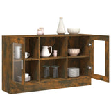 Vitrine Cabinet Smoked Oak 120x30.5x70 cm Engineered Wood 815627