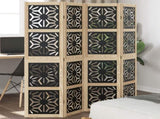 Room Divider 4 Panels Brown and Black Solid Wood Paulownia 358801